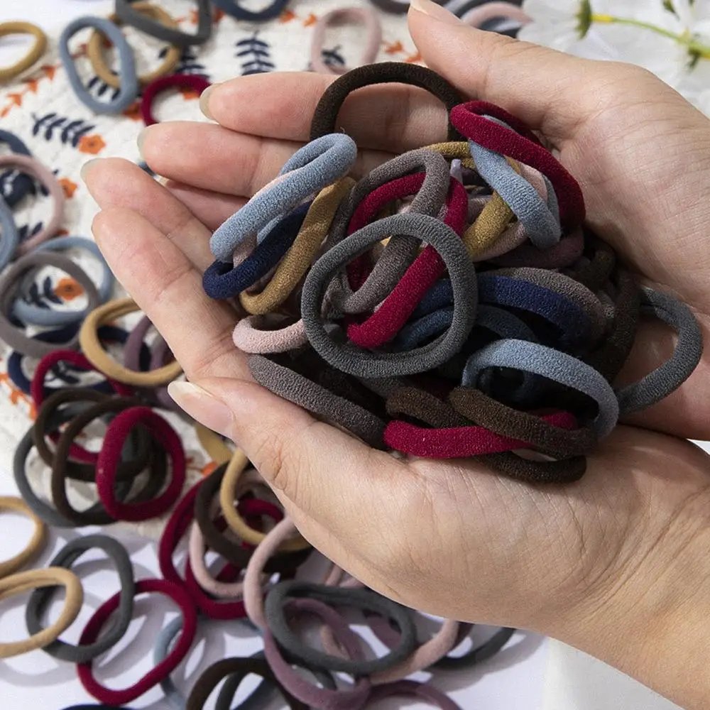 Colorful Thicken Basic Nylon Ealstic Hair Ties for Girls Ponytail Hold Scrunchie Rubber Band Kid Fashion Baby Hair Accessories