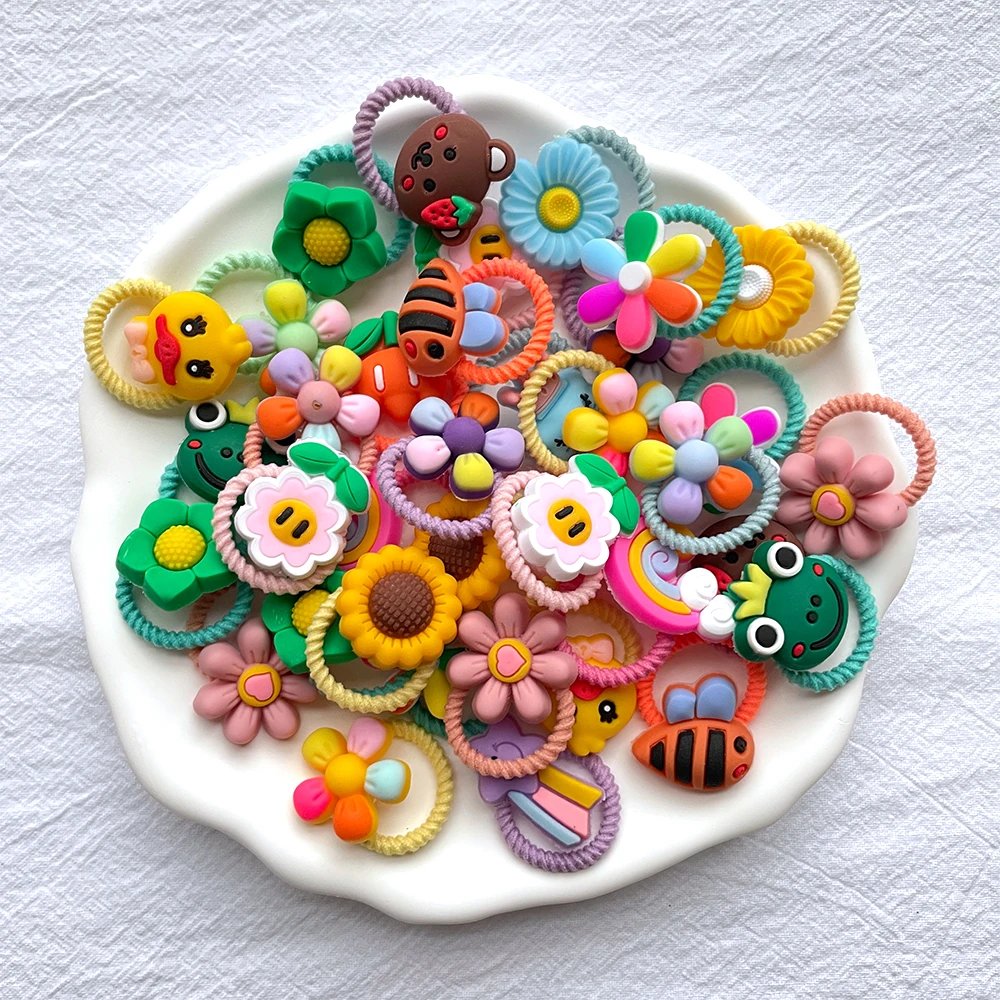 40/50/60Pcs/Lot Children Kids Hair Accessories Cartoon Elastic Hair Bands Baby Head Rope Small Animal Cute Girls Headdress