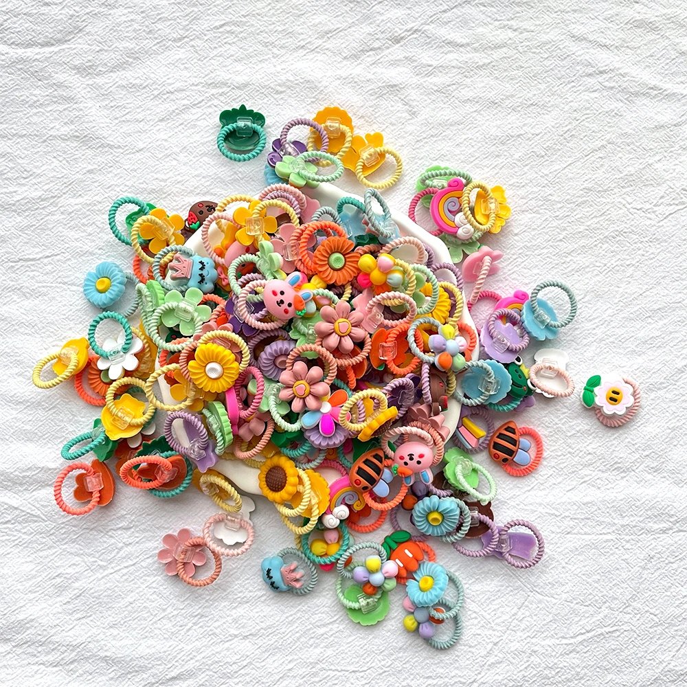 40/50/60Pcs/Lot Children Kids Hair Accessories Cartoon Elastic Hair Bands Baby Head Rope Small Animal Cute Girls Headdress