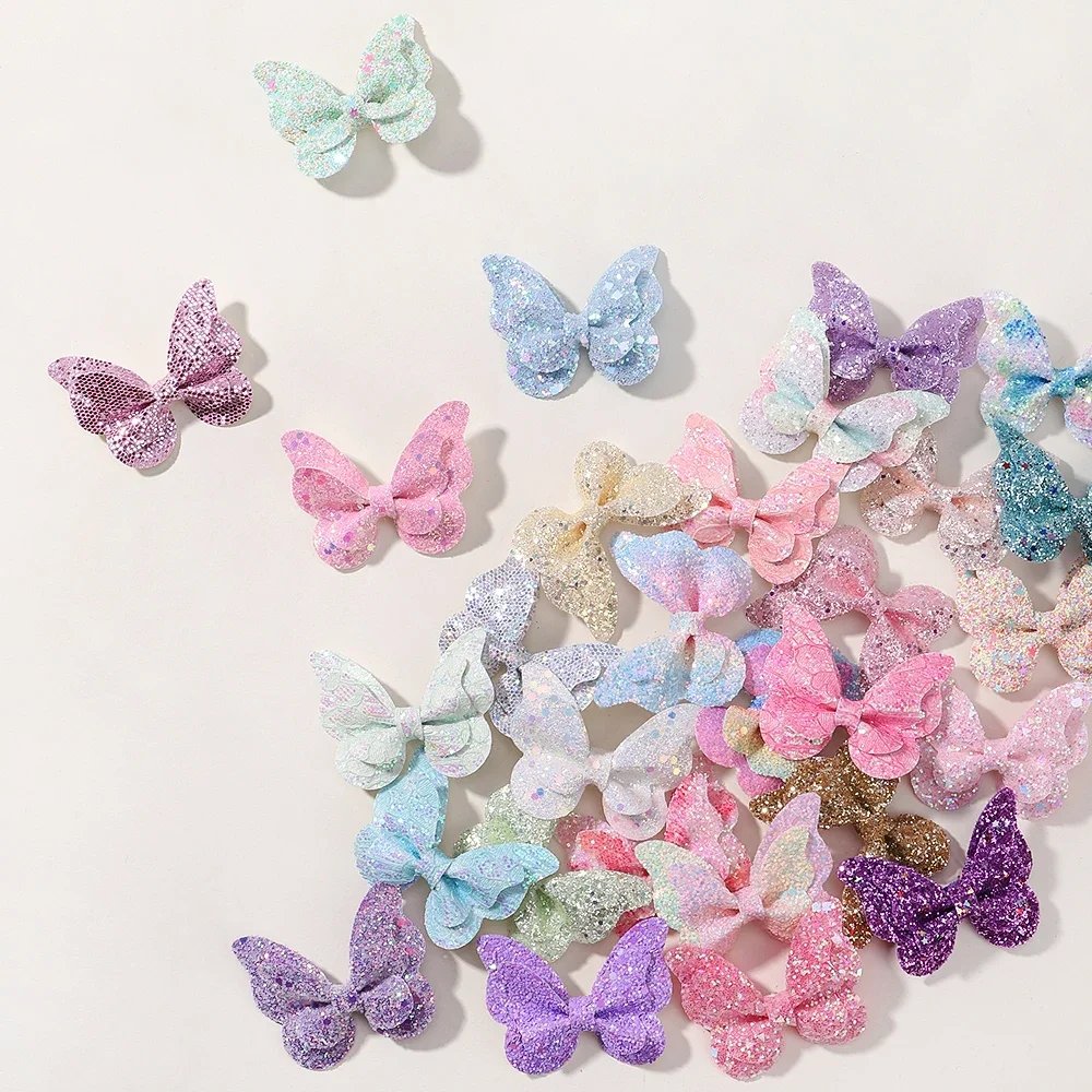 2/4/5Pcs Girls Cute Sequins Double Butterfly Hair Clip Bow Hairpins DIY Headwear Bow Decor Hairgrip Children Hair Accessories