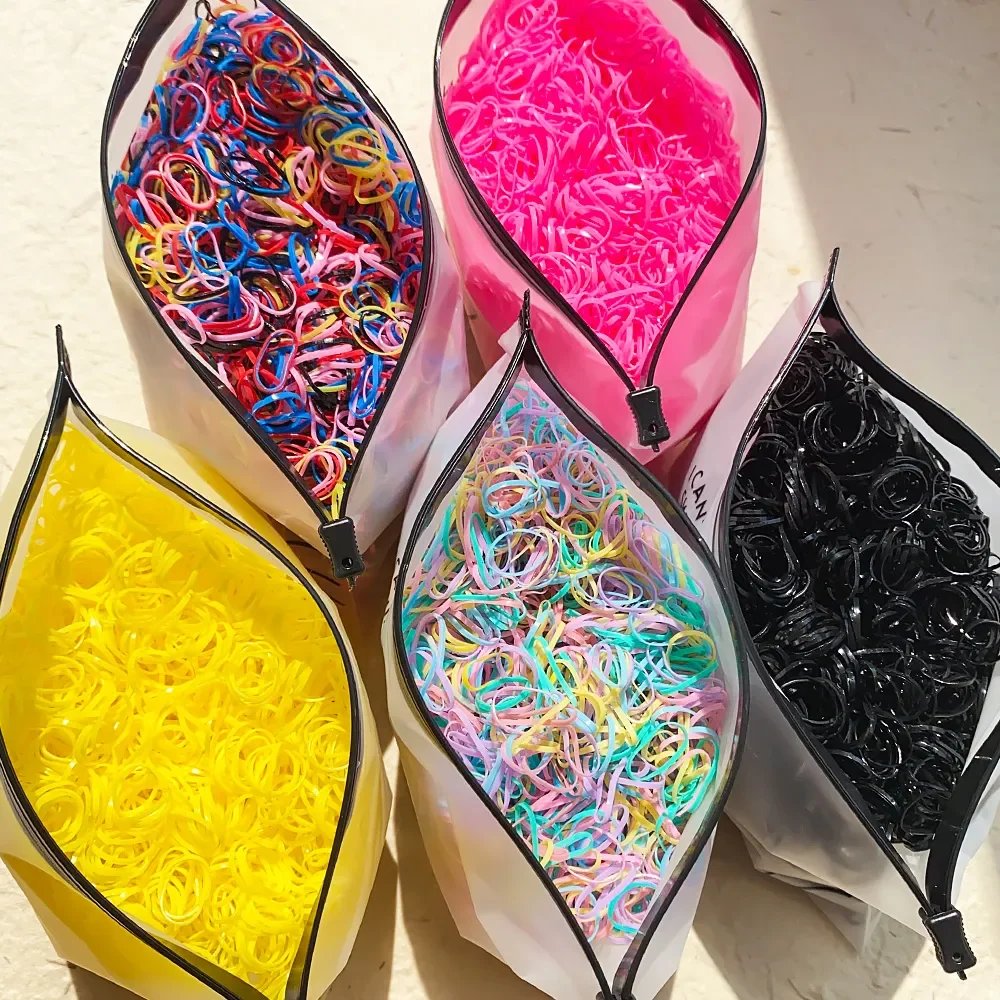 500/1000 Baby Girls Colourful Disposable Rubber Band Hair Ties Headband Toddler Ponytail Holder Bands Babe Hair Accessories