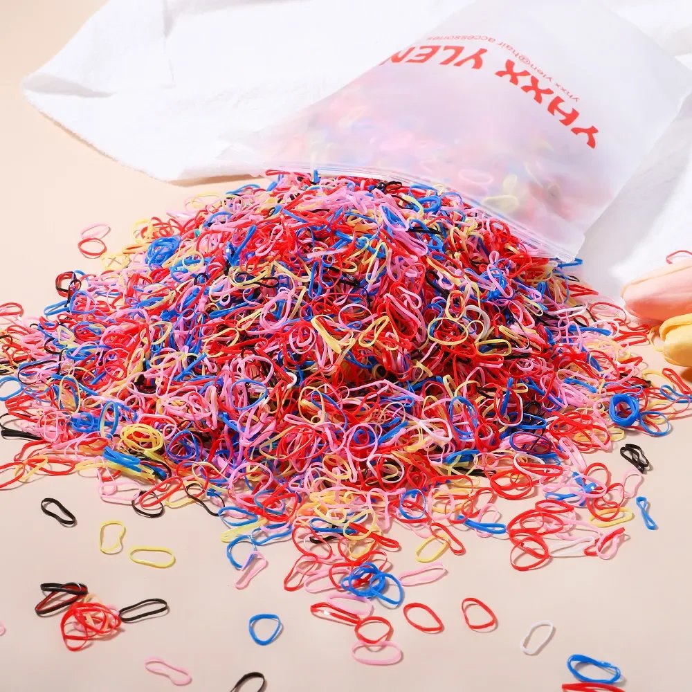 500/1000 Baby Girls Colourful Disposable Rubber Band Hair Ties Headband Toddler Ponytail Holder Bands Babe Hair Accessories