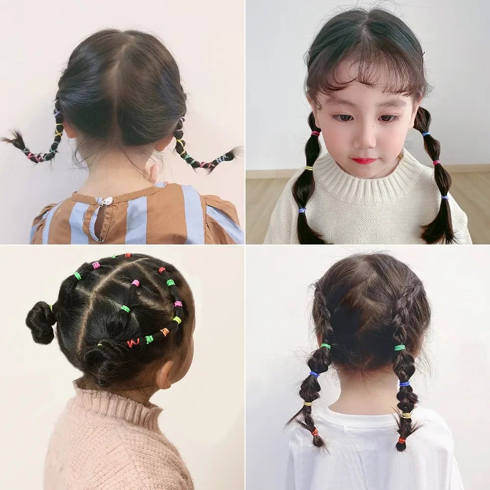 500/1000 Baby Girls Colourful Disposable Rubber Band Hair Ties Headband Toddler Ponytail Holder Bands Babe Hair Accessories