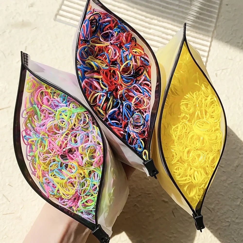 500/1000 Baby Girls Colourful Disposable Rubber Band Hair Ties Headband Toddler Ponytail Holder Bands Babe Hair Accessories