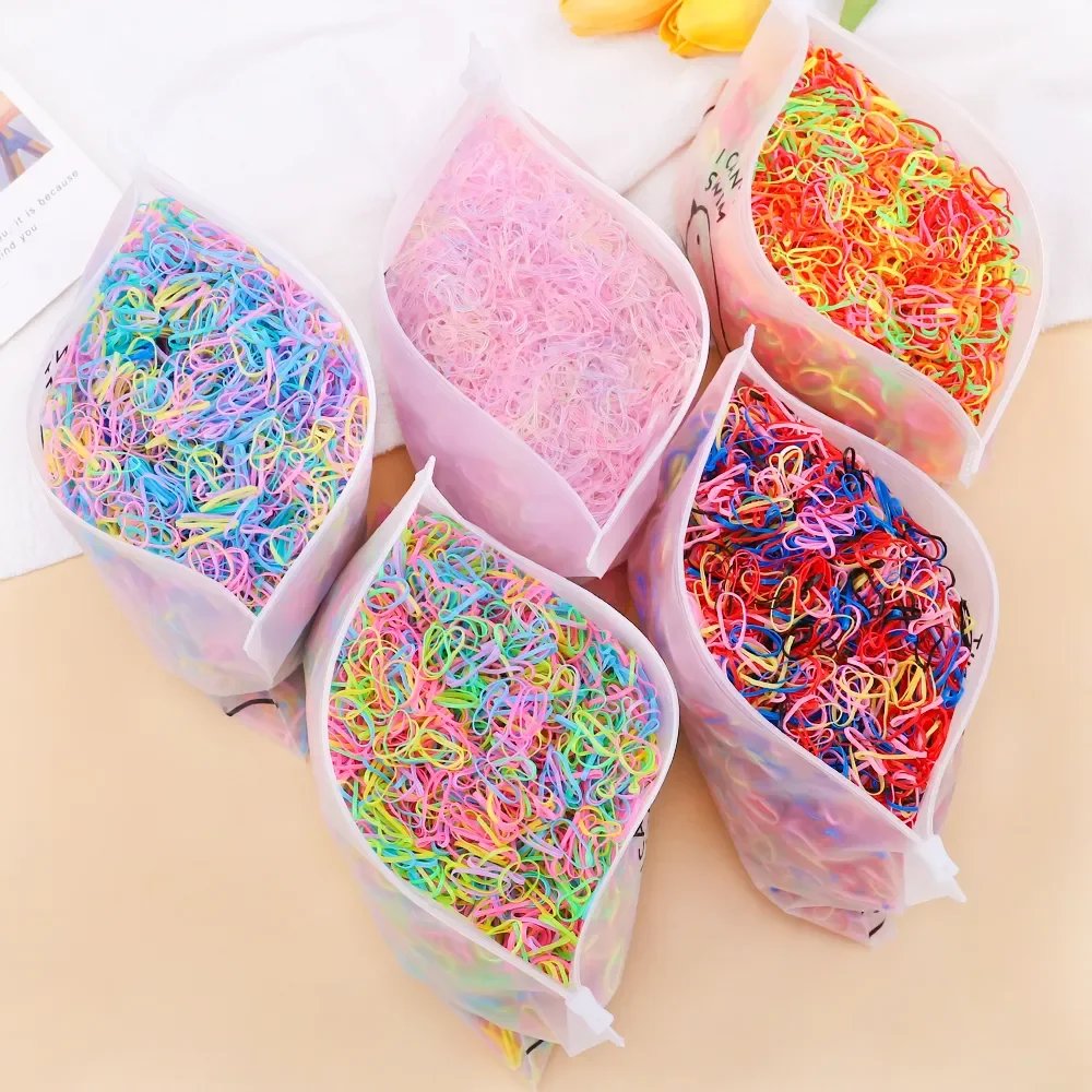 500/1000 Baby Girls Colourful Disposable Rubber Band Hair Ties Headband Toddler Ponytail Holder Bands Babe Hair Accessories