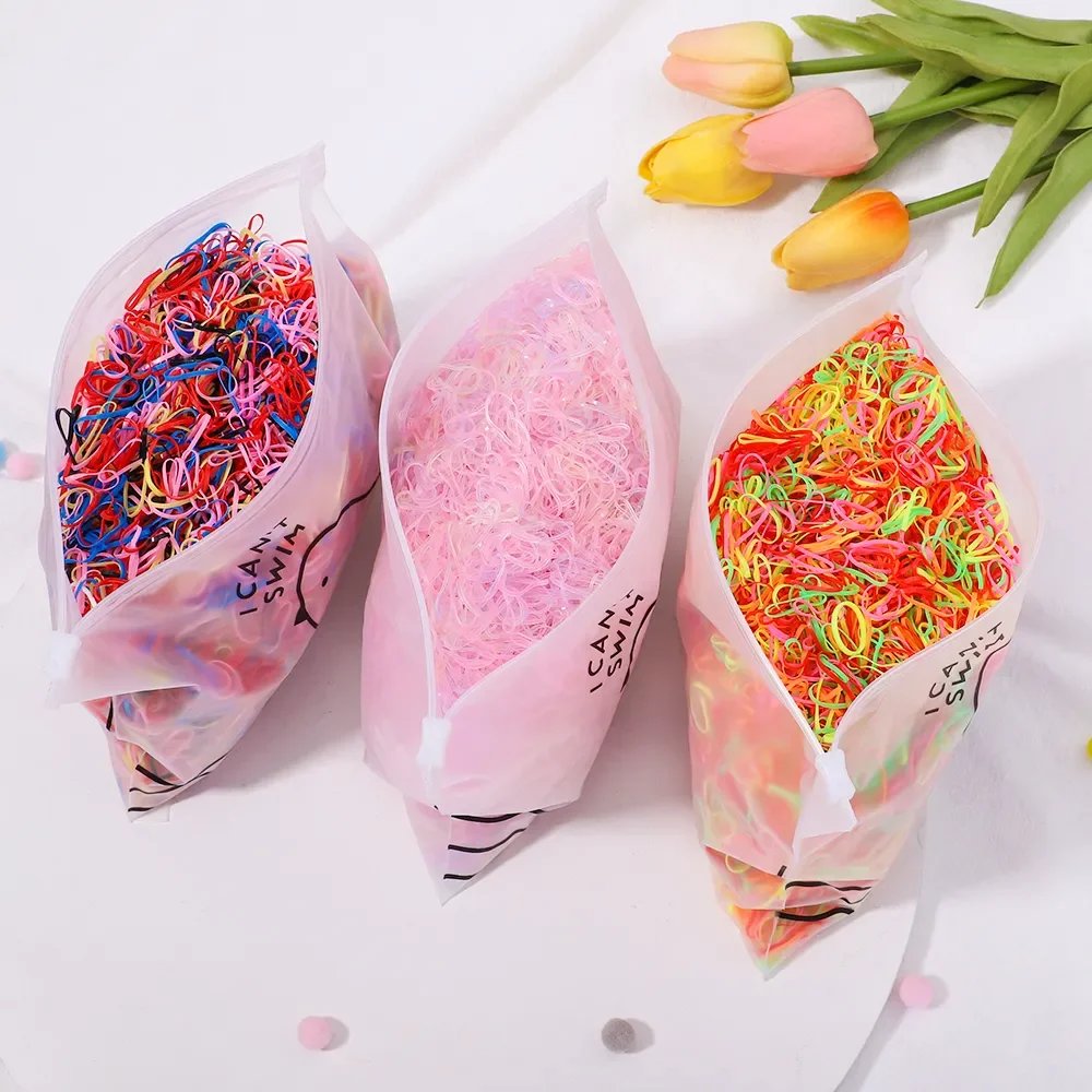 500/1000 Baby Girls Colourful Disposable Rubber Band Hair Ties Headband Toddler Ponytail Holder Bands Babe Hair Accessories