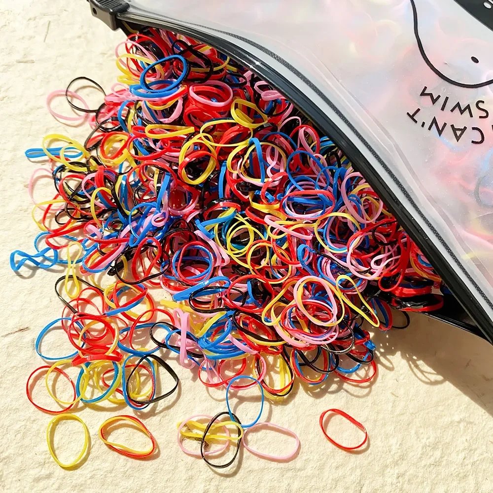 500/1000 Baby Girls Colourful Disposable Rubber Band Hair Ties Headband Toddler Ponytail Holder Bands Babe Hair Accessories
