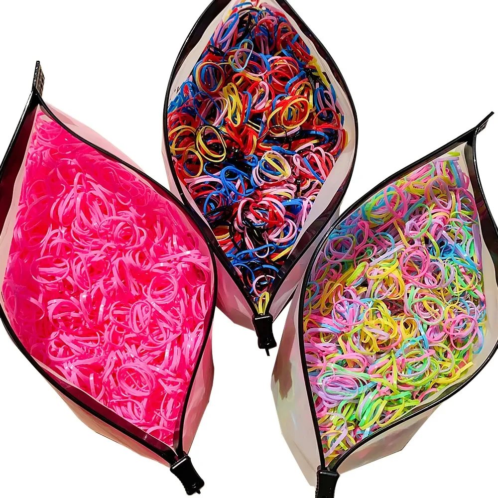 500/1000 Baby Girls Colourful Disposable Rubber Band Hair Ties Headband Toddler Ponytail Holder Bands Babe Hair Accessories
