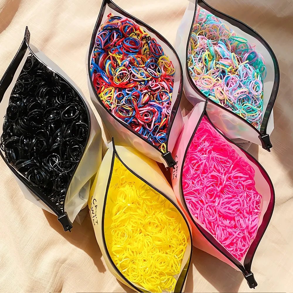 500/1000 Baby Girls Colourful Disposable Rubber Band Hair Ties Headband Toddler Ponytail Holder Bands Babe Hair Accessories