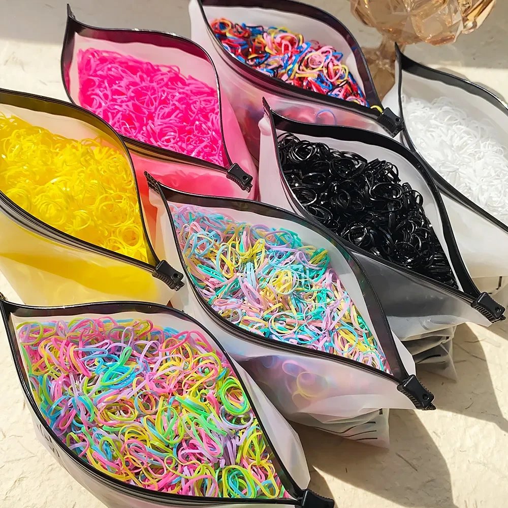 500/1000 Baby Girls Colourful Disposable Rubber Band Hair Ties Headband Toddler Ponytail Holder Bands Babe Hair Accessories