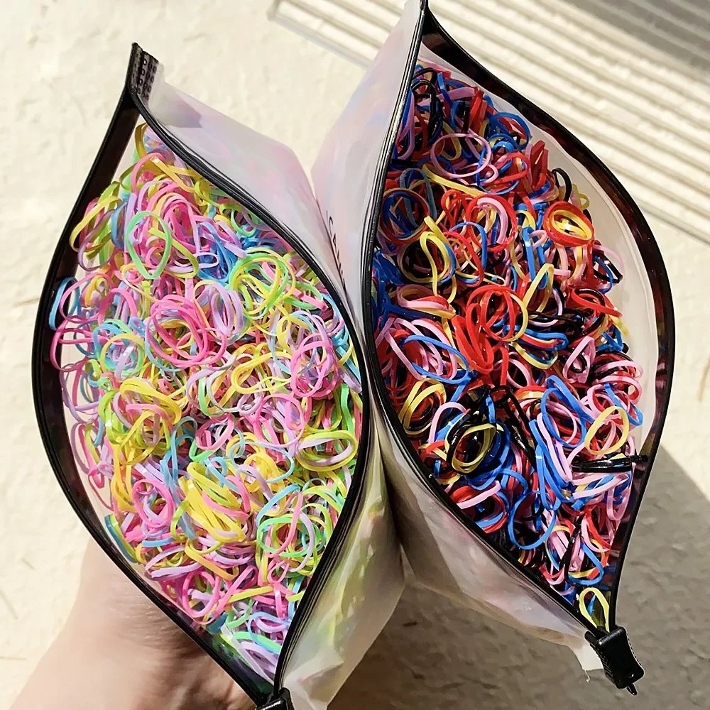 500/1000 Baby Girls Colourful Disposable Rubber Band Hair Ties Headband Toddler Ponytail Holder Bands Babe Hair Accessories