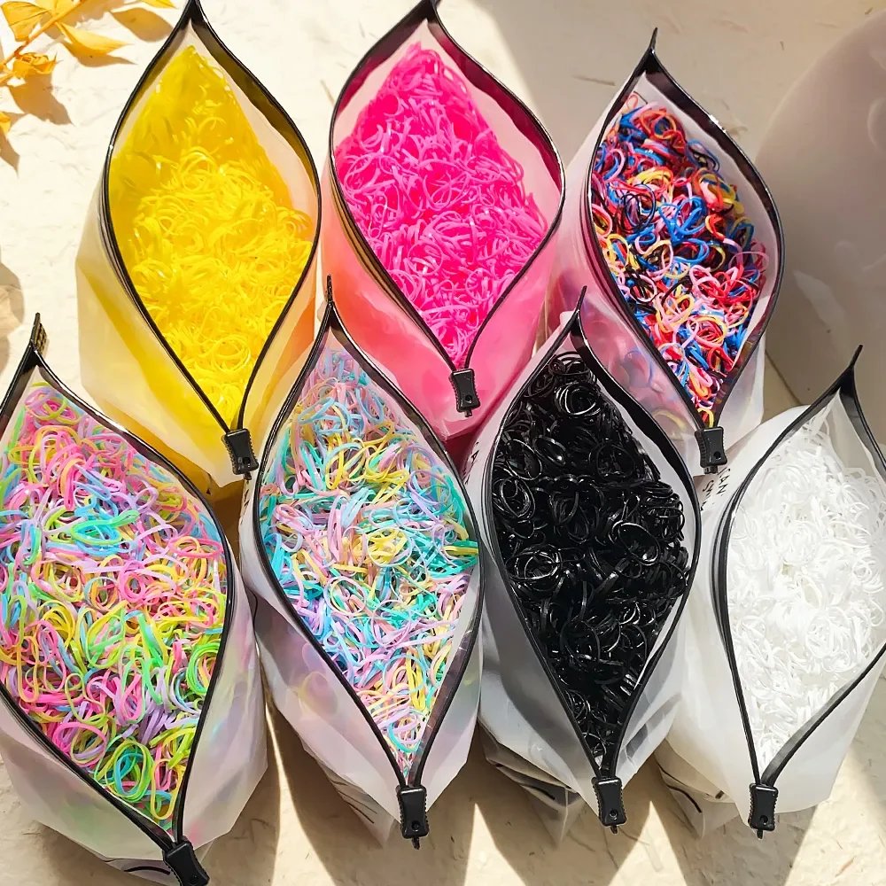 500/1000 Baby Girls Colourful Disposable Rubber Band Hair Ties Headband Toddler Ponytail Holder Bands Babe Hair Accessories