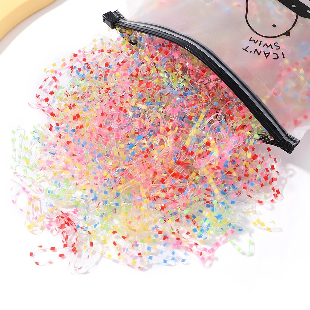 500/1000 Baby Girls Colourful Disposable Rubber Band Hair Ties Headband Toddler Ponytail Holder Bands Babe Hair Accessories