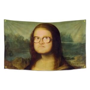 Mona-Lisa-Flagge, lustiges Poster, Wandteppich, langlebig, ideal für Männerhöhle, Pop-Art-Heimdekoration, 3x5 Fuß Banner mit 4 Messingösen.