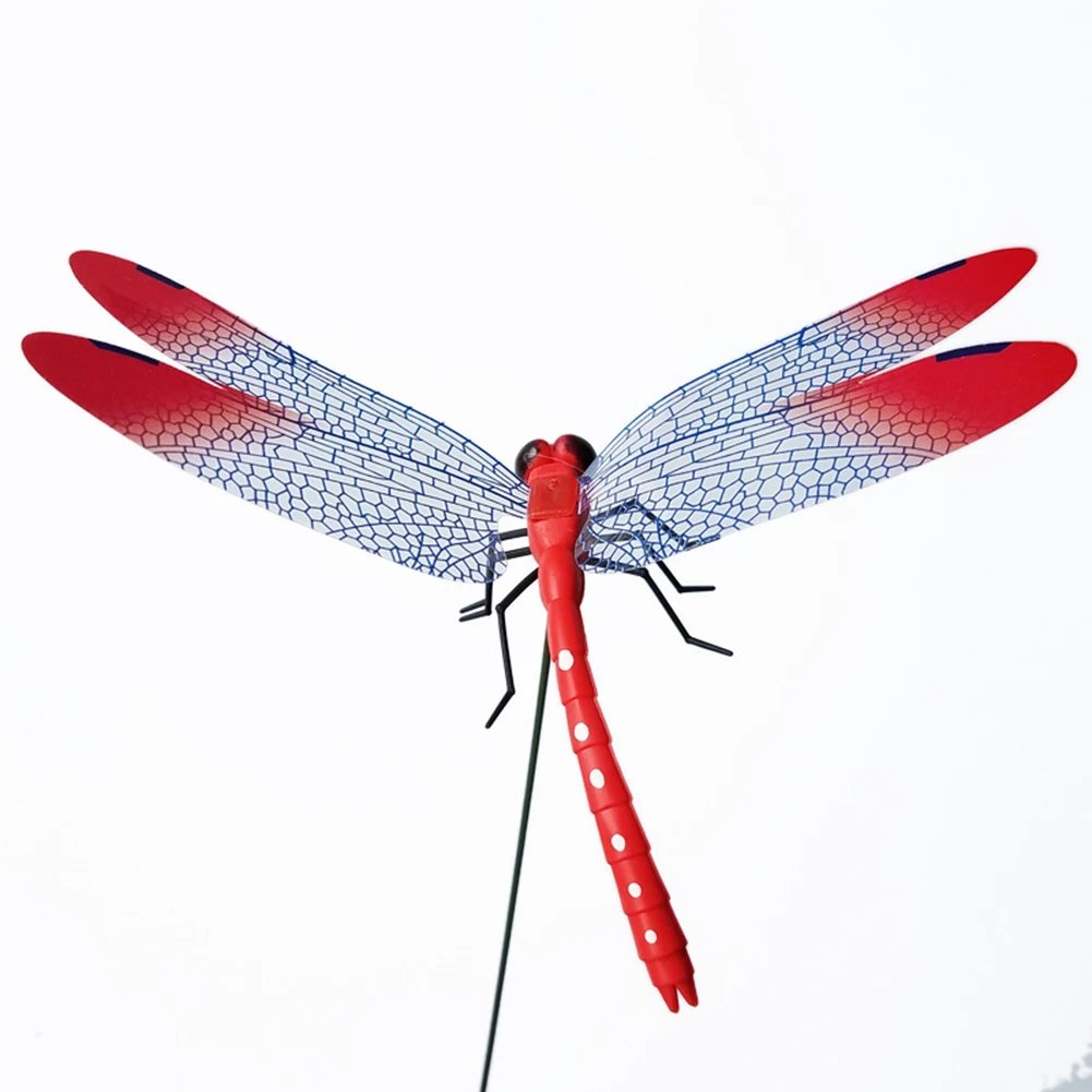 10PCS Dragonfly Stakes 3D Simulation Dragonfly Stakes Yard Plant Lawn Decor Garden Yard Planterr Colorful Dragonfly Stakes