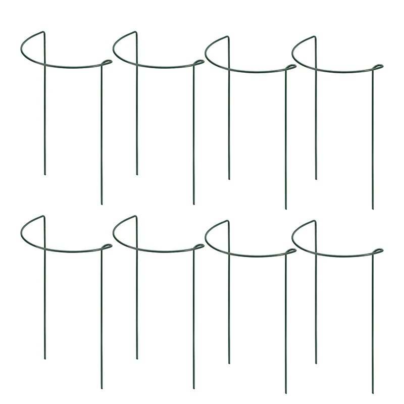 4 /8 PCS Plant Support Pile Half Round Ring Stake Outdoor Garden Flower Vine Metal Climbing Holder Vegetables Fixed Rod Rack