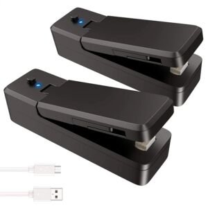 Mini-Beutelversiegler 2-in-1, wiederaufladbar, tragbarer Vakuum-Heißversiegler und Schneider für Kunststoff-, Snack- und PVC-Beutel, ideal für Outdoor-Picknicks und Camping.