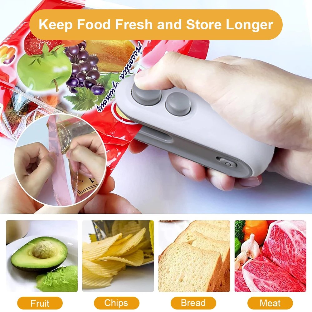 Bag Sealer Mini Plastic Bags Sealer 2in1 Portable Packaging thermal Sealing Machine Rechargeable Food Storage Plastic Bag Sealer Bag Sealer Mini Plastic Bags Sealer 2in1 Portable Packaging thermal Sealing Machine Rechargeable Food Storage Plastic Bag Sealer