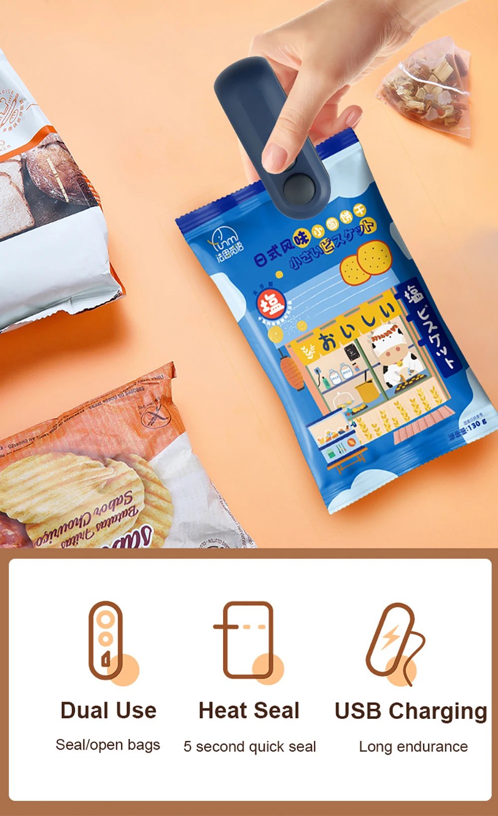 Bag Sealer Mini Plastic Bags Sealer 2in1 Portable Packaging thermal Sealing Machine Rechargeable Food Storage Plastic Bag Sealer Bag Sealer Mini Plastic Bags Sealer 2in1 Portable Packaging thermal Sealing Machine Rechargeable Food Storage Plastic Bag Sealer