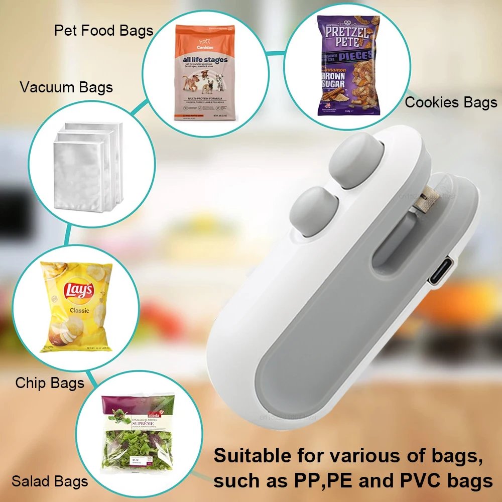 Bag Sealer Mini Plastic Bags Sealer 2in1 Portable Packaging thermal Sealing Machine Rechargeable Food Storage Plastic Bag Sealer Bag Sealer Mini Plastic Bags Sealer 2in1 Portable Packaging thermal Sealing Machine Rechargeable Food Storage Plastic Bag Sealer