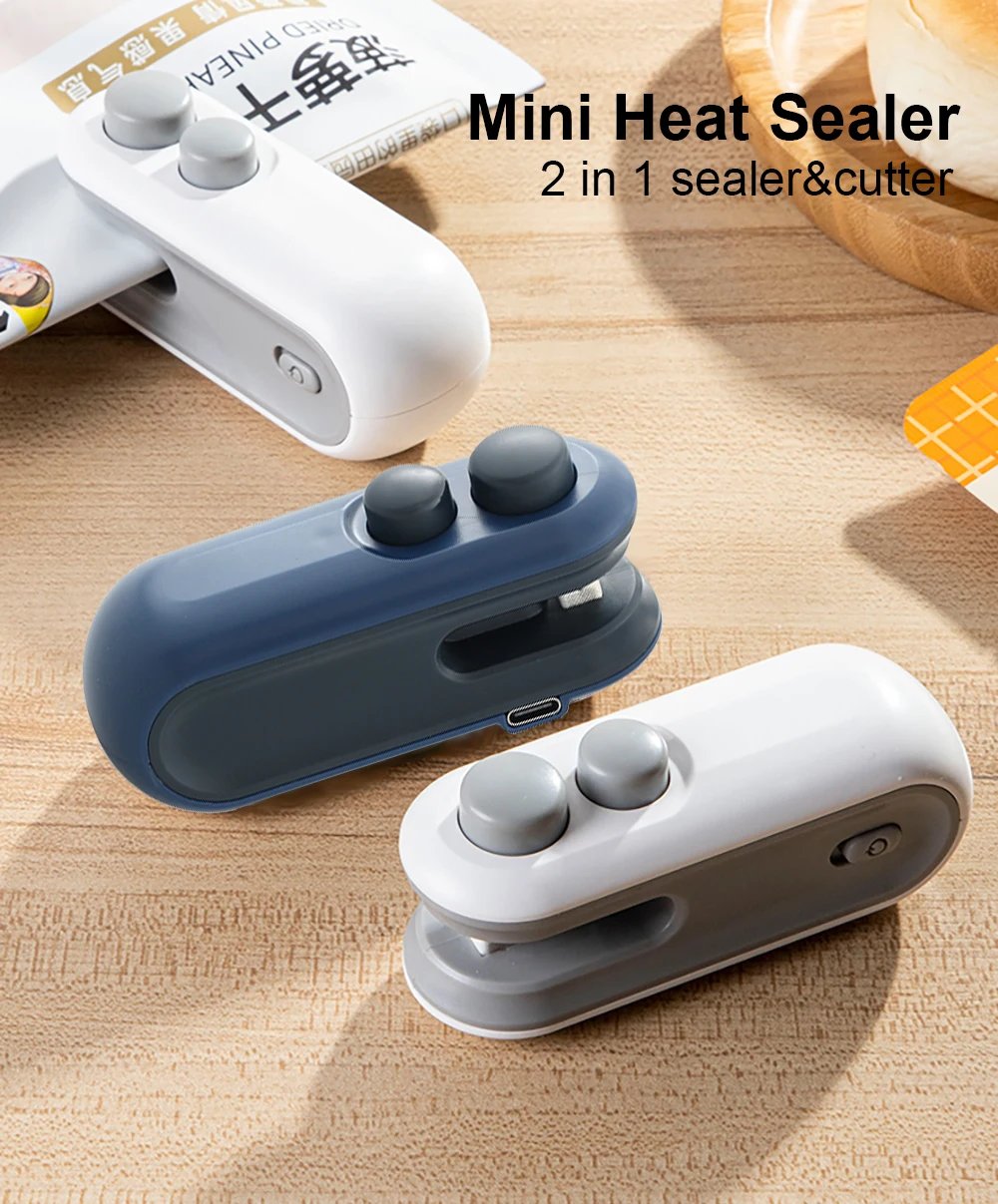 Bag Sealer Mini Plastic Bags Sealer 2in1 Portable Packaging thermal Sealing Machine Rechargeable Food Storage Plastic Bag Sealer Bag Sealer Mini Plastic Bags Sealer 2in1 Portable Packaging thermal Sealing Machine Rechargeable Food Storage Plastic Bag Sealer