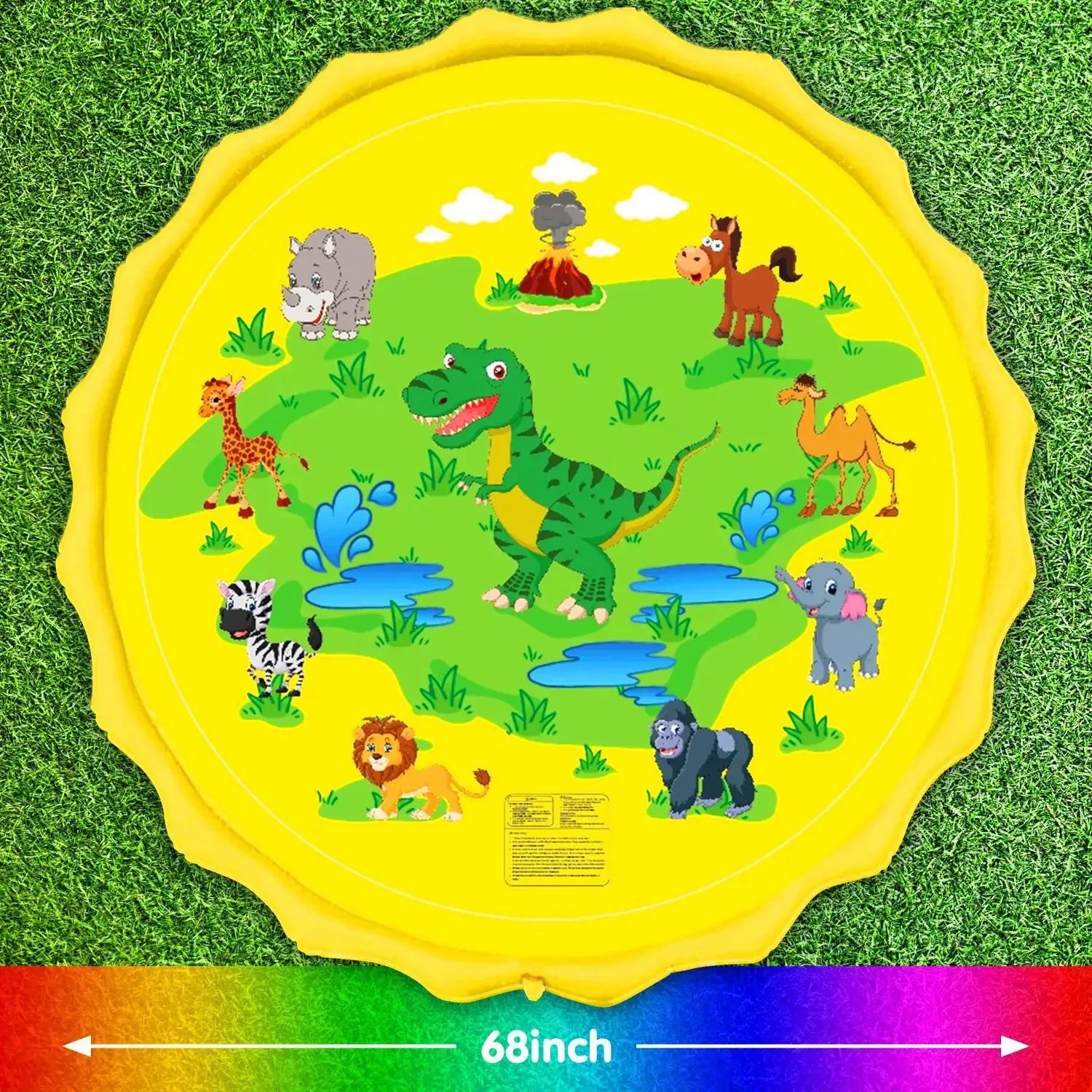 PVC Inflatable Water Spray Pad, Courtyard Water Play Pad, Blue Dolphin Pattern Water Sports Mat PVC Inflatable Water Spray Pad, Courtyard Water Play Pad, Blue Dolphin Pattern Water Sports Mat
