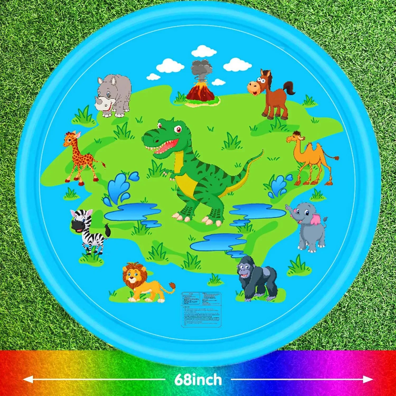 PVC Inflatable Water Spray Pad, Courtyard Water Play Pad, Blue Dolphin Pattern Water Sports Mat PVC Inflatable Water Spray Pad, Courtyard Water Play Pad, Blue Dolphin Pattern Water Sports Mat