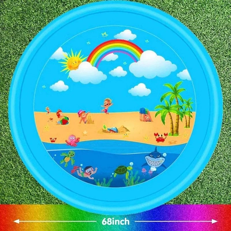 PVC Inflatable Water Spray Pad, Courtyard Water Play Pad, Blue Dolphin Pattern Water Sports Mat PVC Inflatable Water Spray Pad, Courtyard Water Play Pad, Blue Dolphin Pattern Water Sports Mat