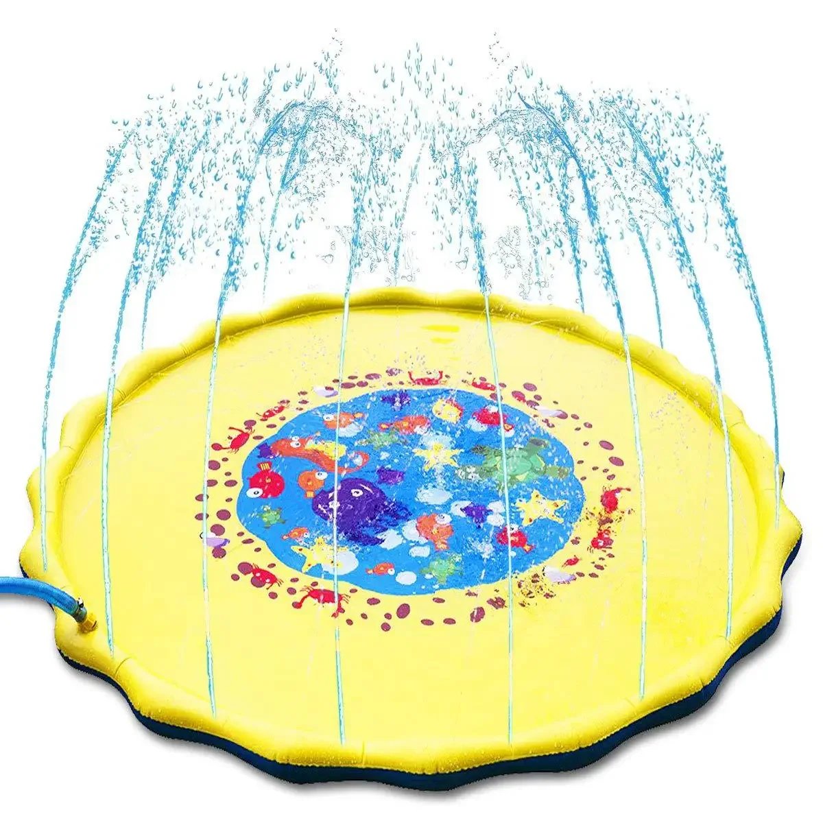 PVC Inflatable Water Spray Pad, Courtyard Water Play Pad, Blue Dolphin Pattern Water Sports Mat PVC Inflatable Water Spray Pad, Courtyard Water Play Pad, Blue Dolphin Pattern Water Sports Mat