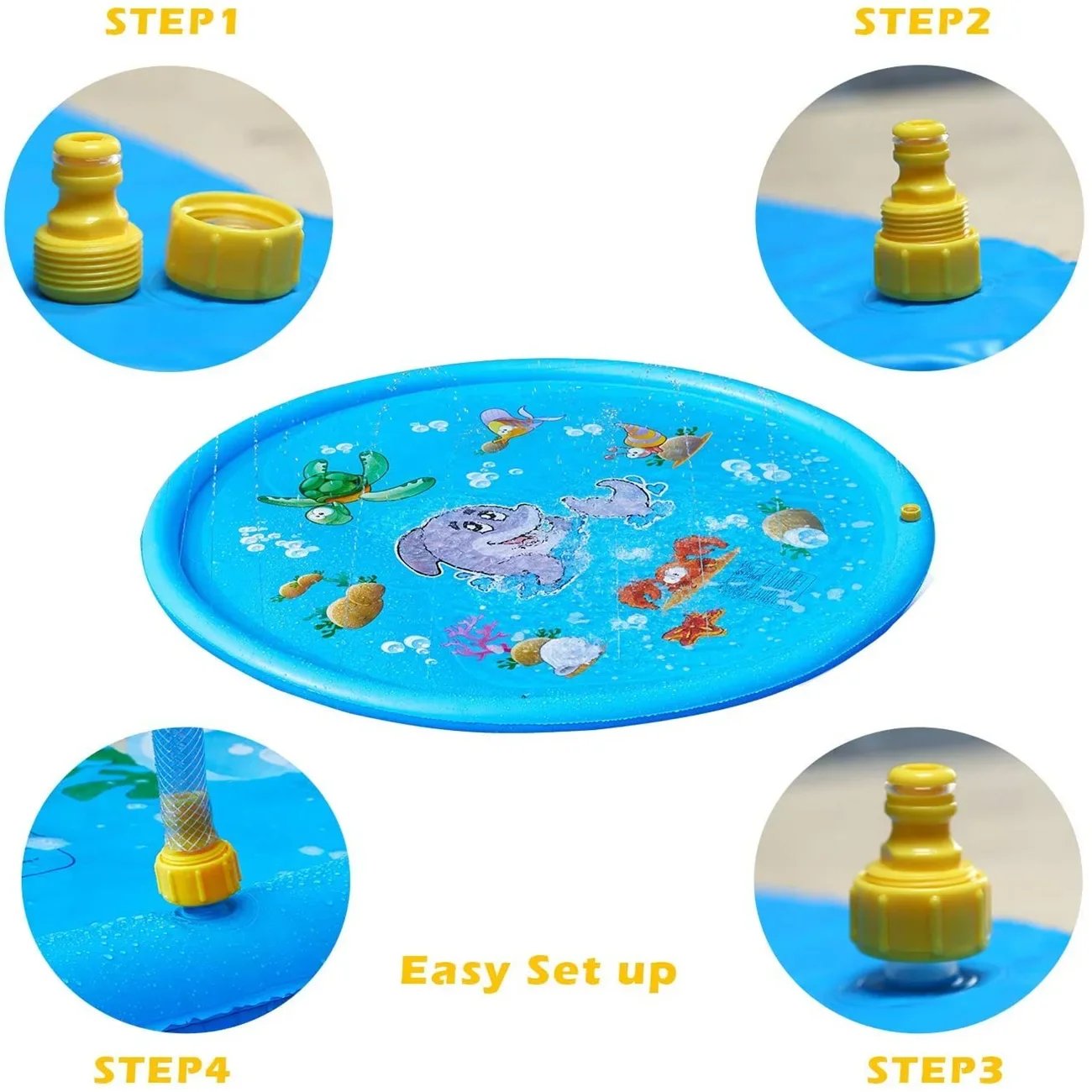 PVC Inflatable Water Spray Pad, Courtyard Water Play Pad, Blue Dolphin Pattern Water Sports Mat PVC Inflatable Water Spray Pad, Courtyard Water Play Pad, Blue Dolphin Pattern Water Sports Mat