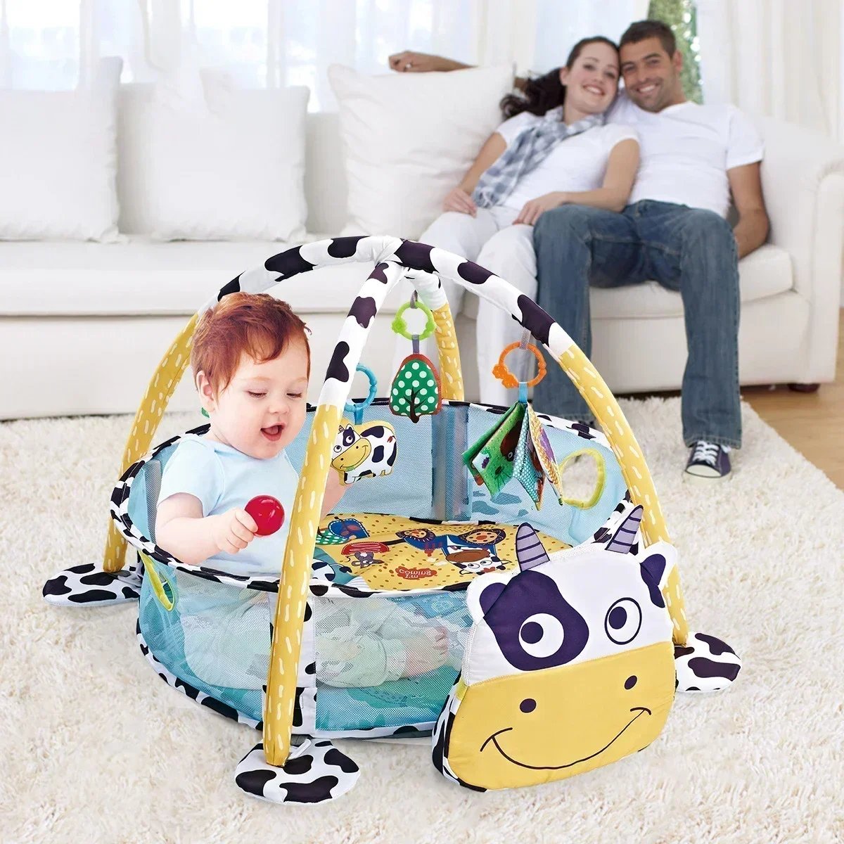 Baby Play Mat Fence Fitness Frame Crawling Blanket Crawling Mat with Cloth Book Infant Rug Enlightenment Toys Game Mat Gift