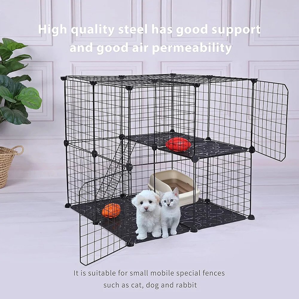 Foldable Pet Playpen Crate Iron Fence Puppy Kennel House Puppy Rabbit Dog Gate Supplies Exercise Training Cage