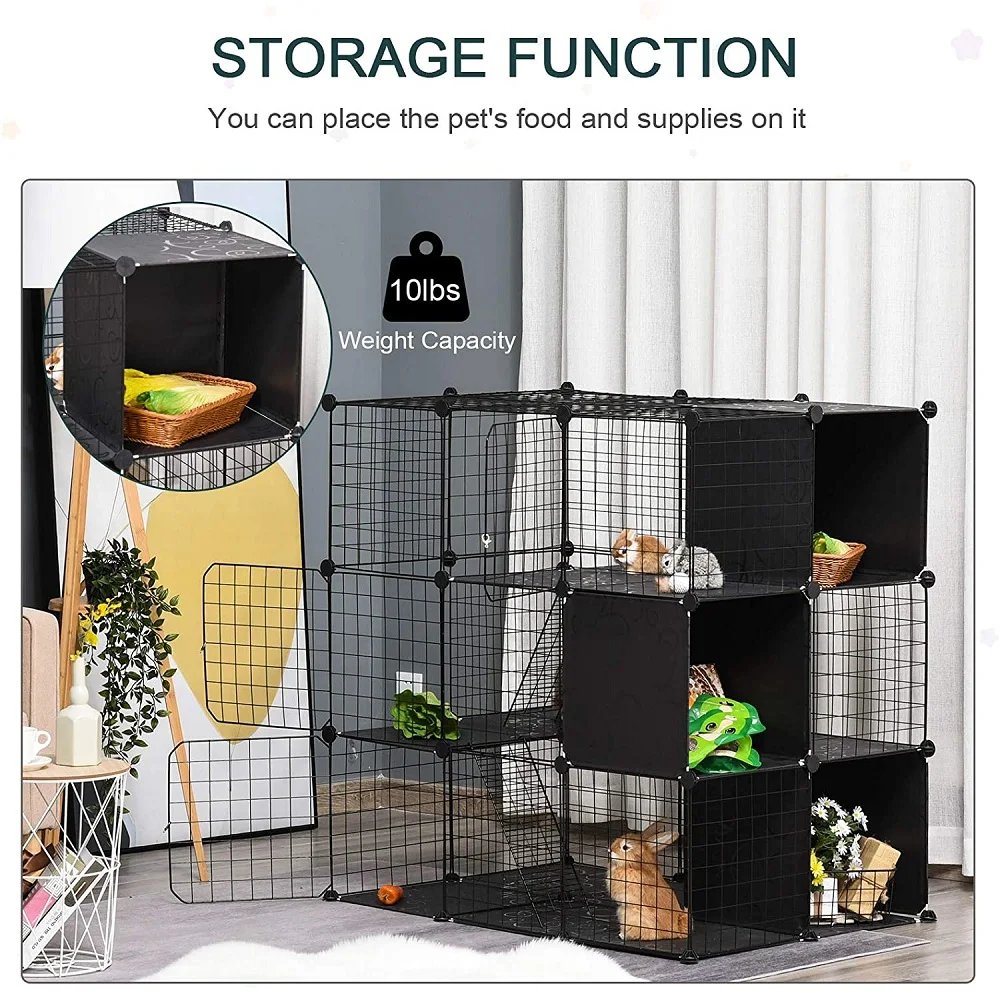 Foldable Pet Playpen Crate Iron Fence Puppy Kennel House Puppy Rabbit Dog Gate Supplies Exercise Training Cage