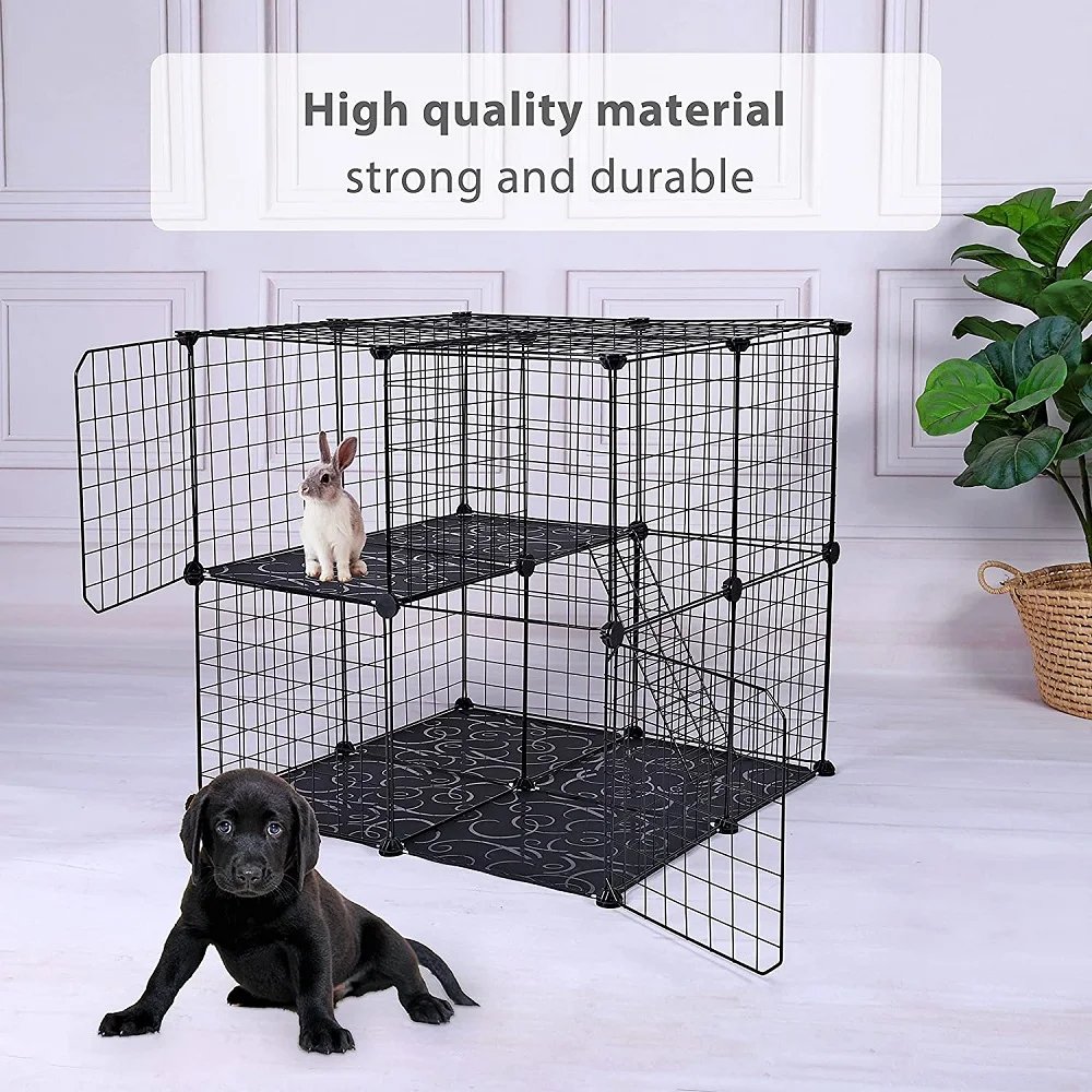 Foldable Pet Playpen Crate Iron Fence Puppy Kennel House Puppy Rabbit Dog Gate Supplies Exercise Training Cage