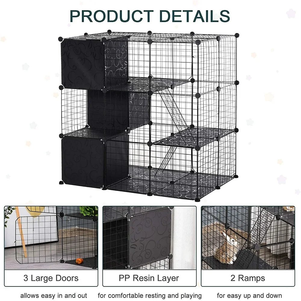 Foldable Pet Playpen Crate Iron Fence Puppy Kennel House Puppy Rabbit Dog Gate Supplies Exercise Training Cage