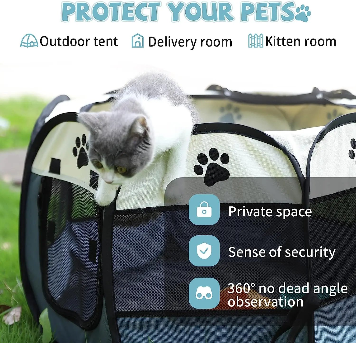 Foldable Cat Tent Pet Cage Fence Dog Playpen Outdoor Pet House For Small Large Dog Cat Kennel Portable Puppy Shelter