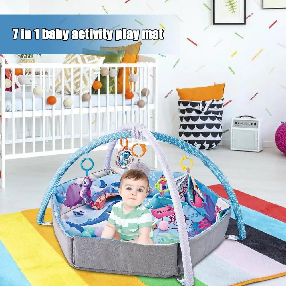 Musical Activity Mats 7-in-1 Breathable Activity Gym Mat For Toddler Gym Newborn Fitness Music Toys Flexible Kids Activity Play