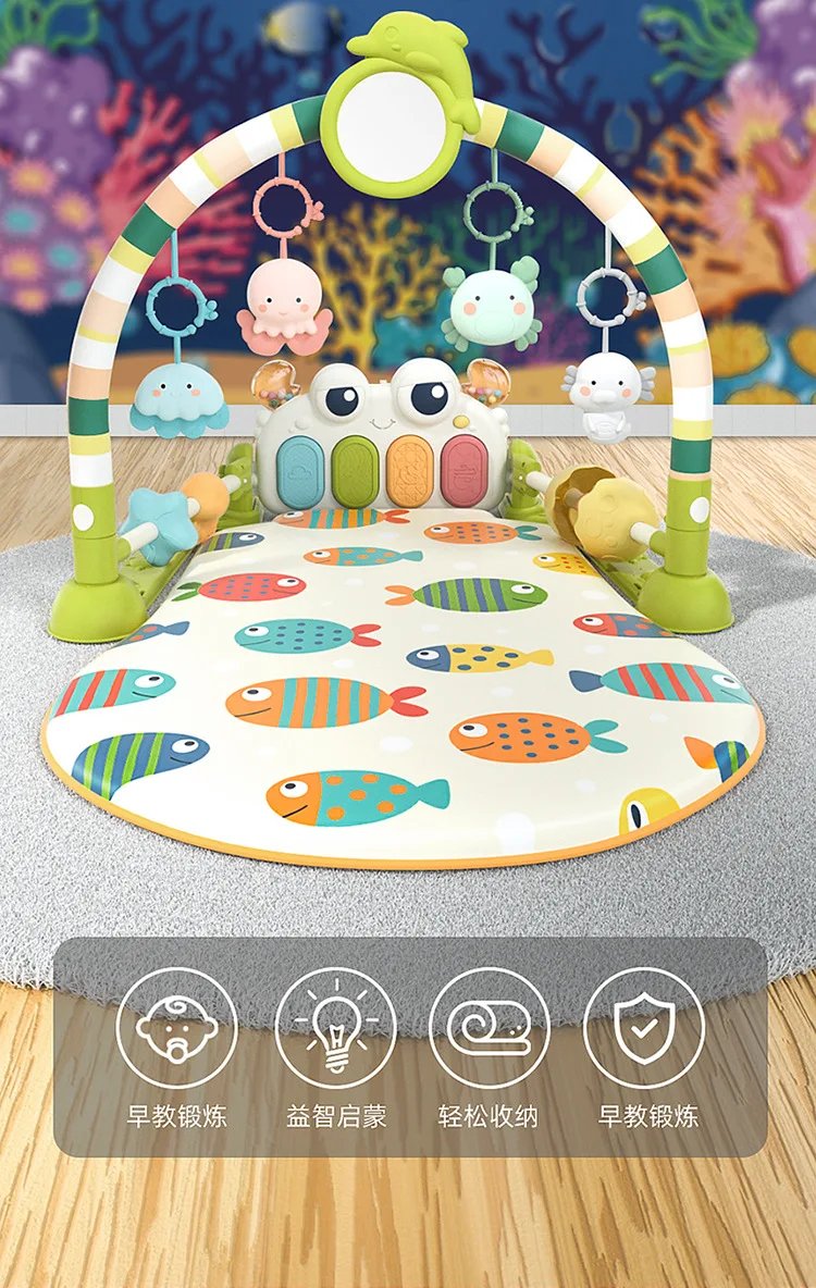 Baby Music Rack Play Mat Puzzle Carpet with Piano Keyboard Infant Playmat Gym Crawling Activity Rug Toys for 0-12 Months Gifts