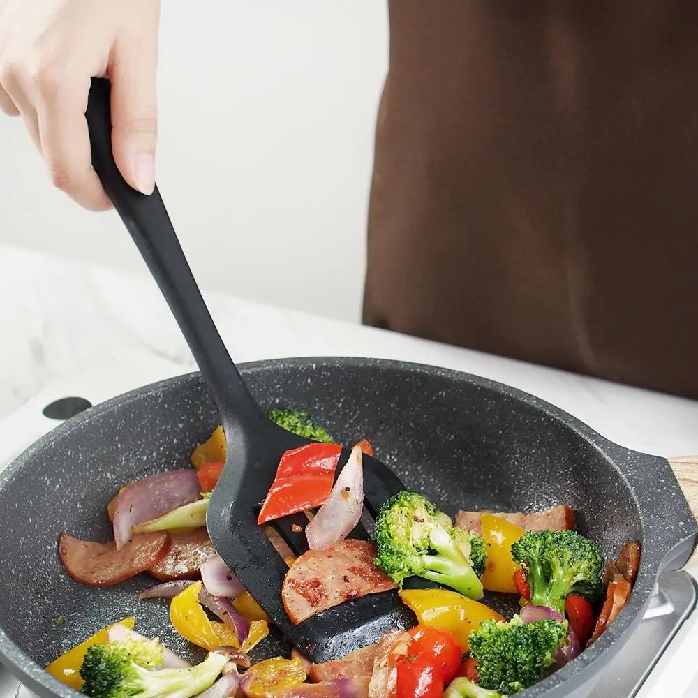 Long Handle Silicone Ladle Soup Spoon Colander Ramen Noodles Tablespoons Scoop Rice Salad Stirring Spoons Kitchen Teaspoons