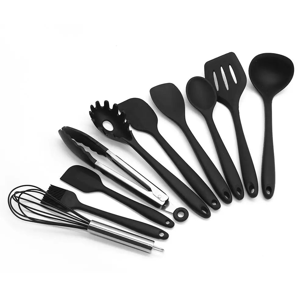 Long Handle Silicone Ladle Soup Spoon Colander Ramen Noodles Tablespoons Scoop Rice Salad Stirring Spoons Kitchen Teaspoons