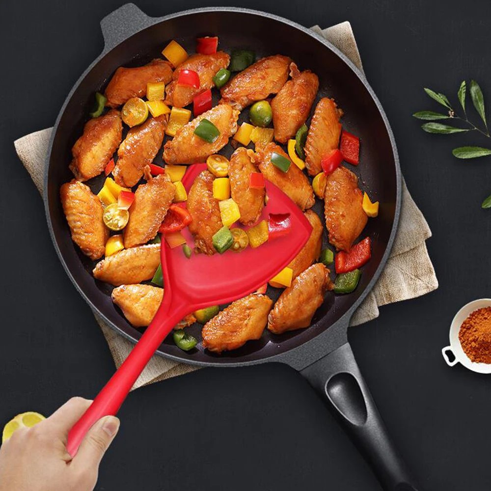 Long Handle Silicone Ladle Soup Spoon Colander Ramen Noodles Tablespoons Scoop Rice Salad Stirring Spoons Kitchen Teaspoons