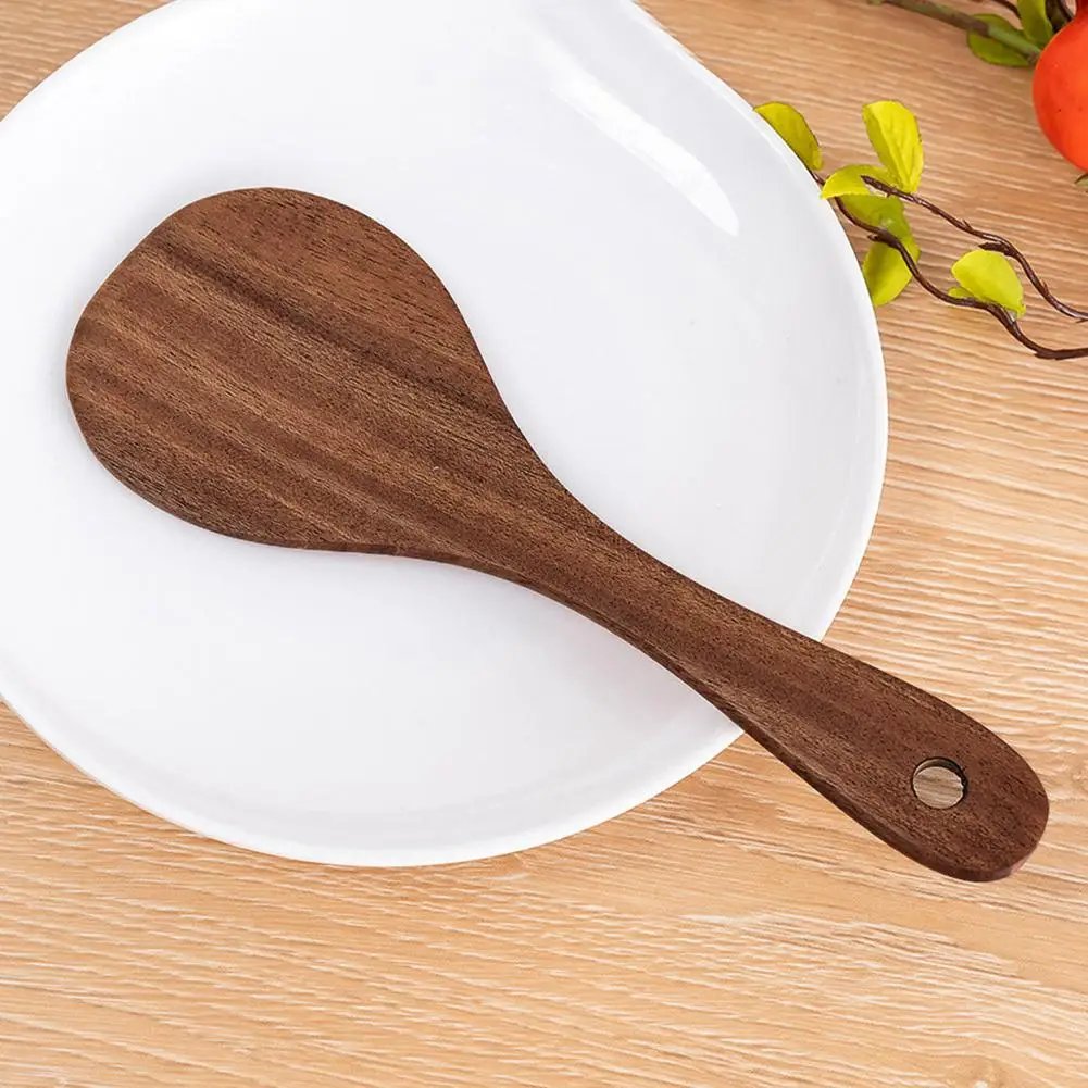 Long Handled Teak Tableware Wood Spoon Shovel Spatula Kitchen Soup Cooking Skimming Wooden Spoon Tool Accessories W2R2