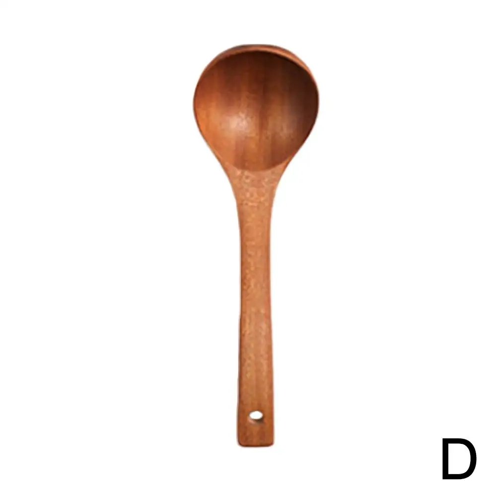 Long Handled Teak Tableware Wood Spoon Shovel Spatula Kitchen Soup Cooking Skimming Wooden Spoon Tool Accessories W2R2