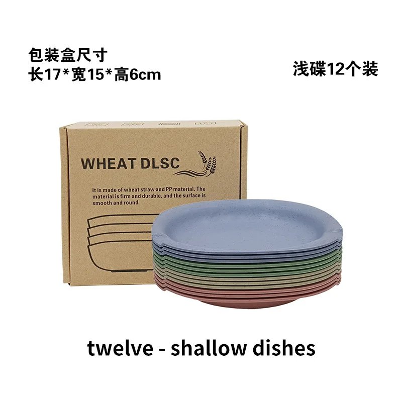 Wheat Straw Plates Set Alternative for Plastic Plates Dishwasher & Microwave Safe Wheat Straw Dinnerware Sets Mix Colors