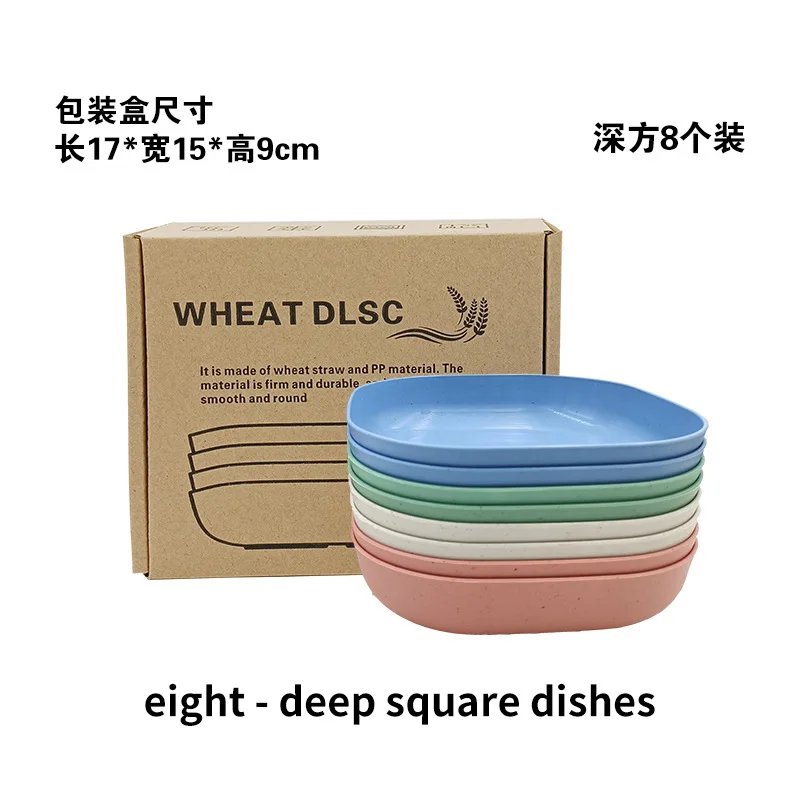 Wheat Straw Plates Set Alternative for Plastic Plates Dishwasher & Microwave Safe Wheat Straw Dinnerware Sets Mix Colors