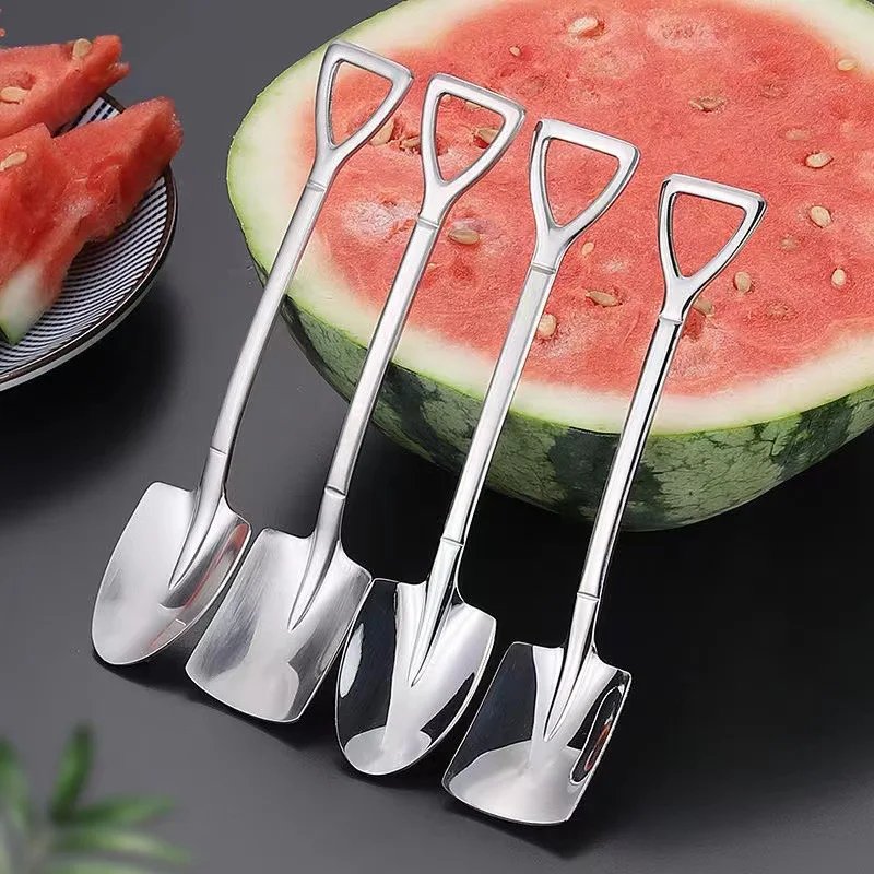 1PCS Coffee Spoon Shovel Spoons TeaSpoons Creative Spoon For Ice Cream Stainless Steel Dessert Scoop Tableware Cutlery Set