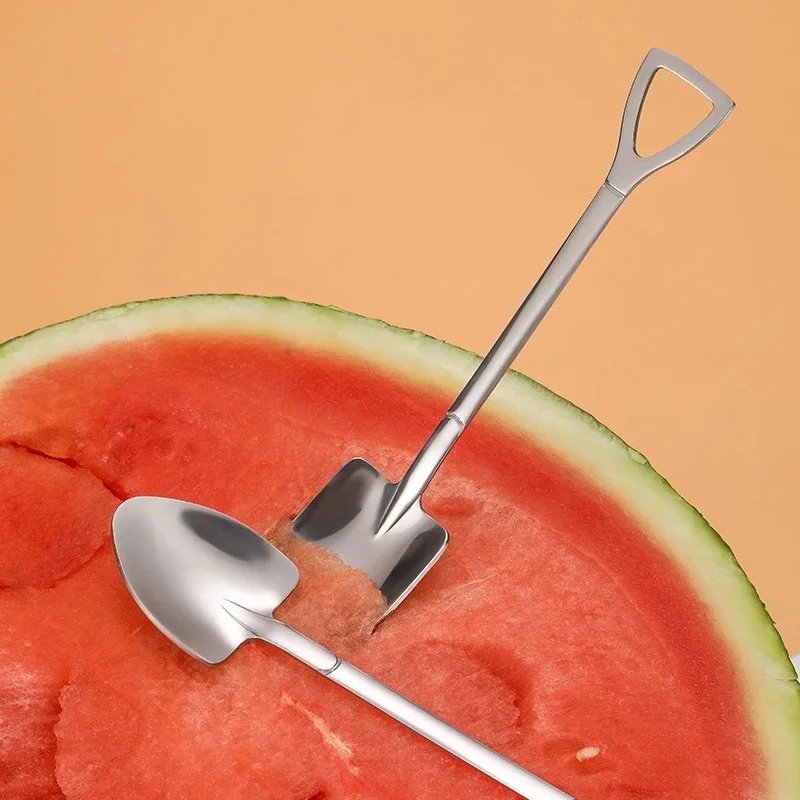 1PCS Coffee Spoon Shovel Spoons TeaSpoons Creative Spoon For Ice Cream Stainless Steel Dessert Scoop Tableware Cutlery Set