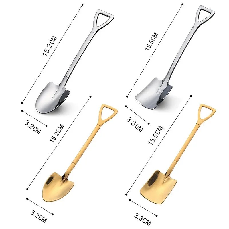 1PCS Coffee Spoon Shovel Spoons TeaSpoons Creative Spoon For Ice Cream Stainless Steel Dessert Scoop Tableware Cutlery Set