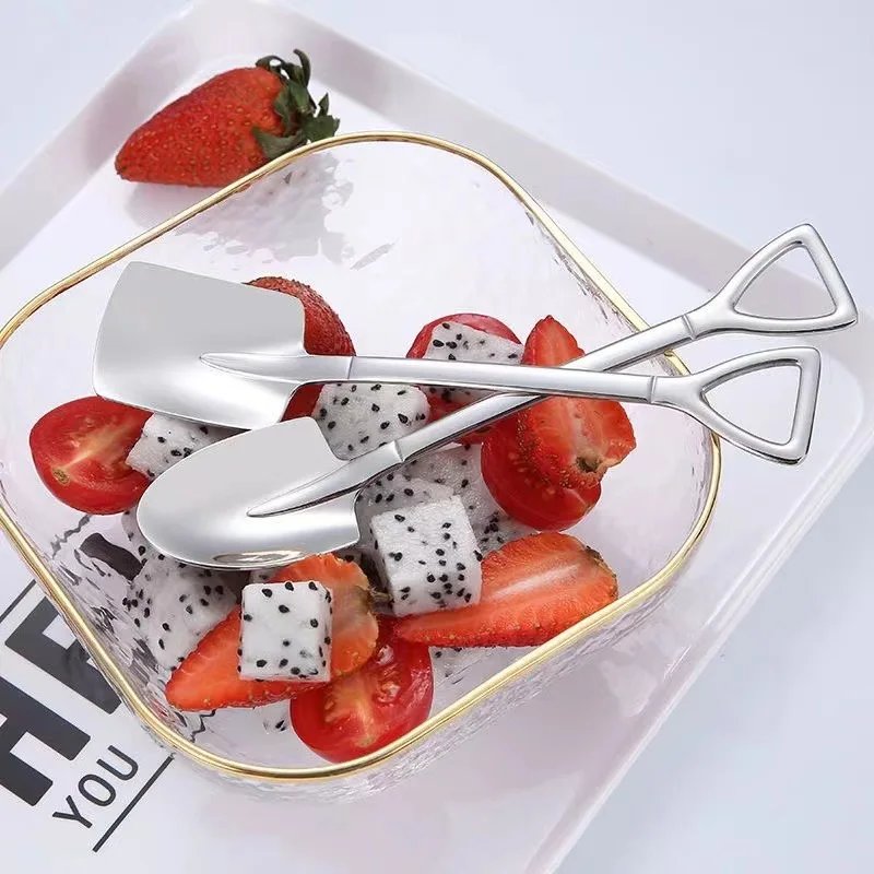 1PCS Coffee Spoon Shovel Spoons TeaSpoons Creative Spoon For Ice Cream Stainless Steel Dessert Scoop Tableware Cutlery Set