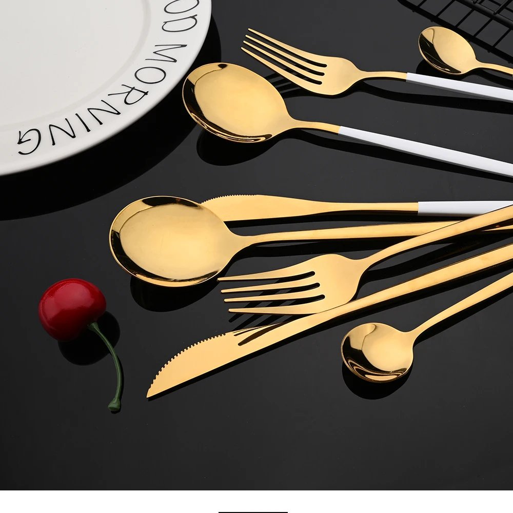 16Pcs Dinnerware Set Stainless Steel Tableware Mirror Dinner Black Cutlery Set Knife Fruit Fork Spoon Silverware Kitchen Set 16Pcs Dinnerware Set Stainless Steel Tableware Mirror Dinner Black Cutlery Set Knife Fruit Fork Spoon Silverware Kitchen Set